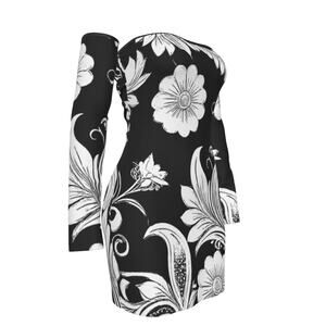 fullbreedcustom Print Women's Off-shoulder Back Lace-up Dress